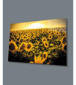 Sonnenblume Sonnenuntergang Art Design rechteckiges spezial Glasbild!